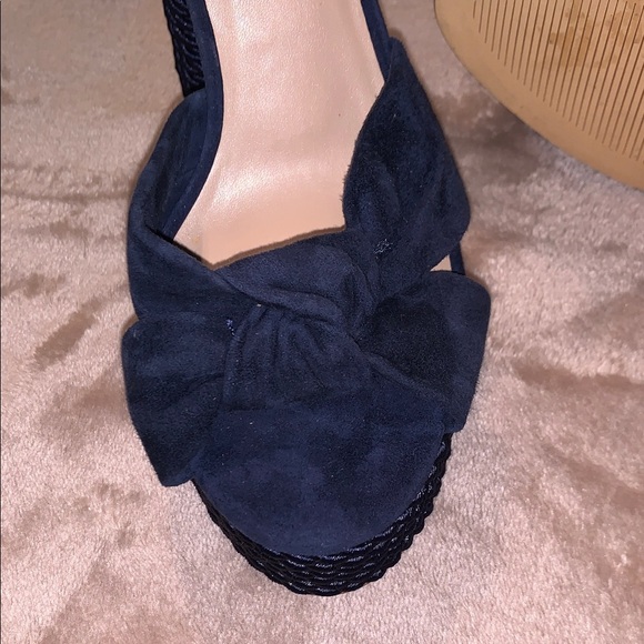 NWOT Aldo Suede Navy Leather Rope Wrapped Platform Chunky Heels Nautical 6 Woven - Picture 12 of 14